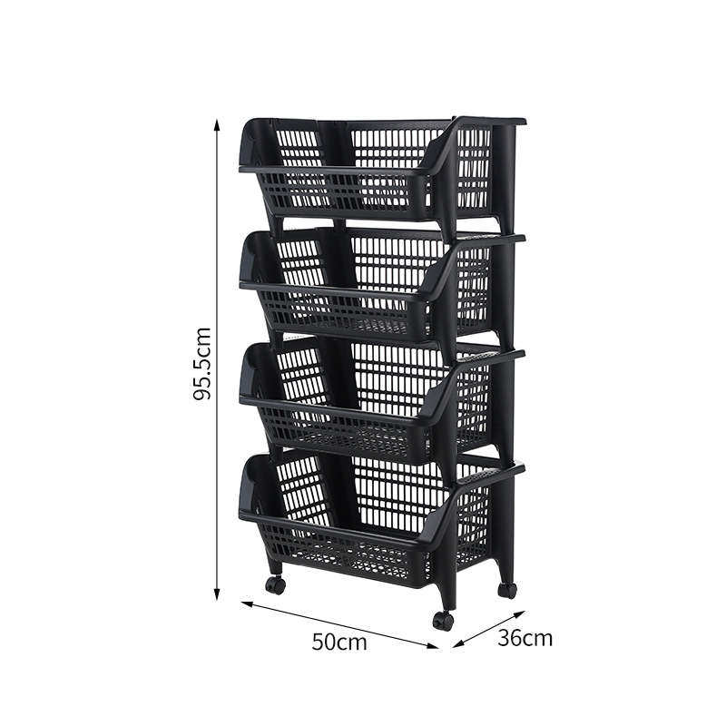 Estante de almacenamiento de cocina oblicuo de múltiples capas piso canasta de almacenamiento de frutas y verduras carro móvil para el hogar canasta de almacenamiento apilable