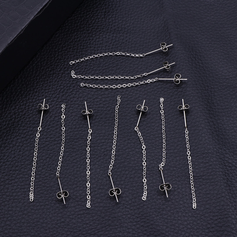 304 Stainless Steel Material 1 Pair Simple Style Solid Color Chain 304 Stainless Steel Drop Earrings