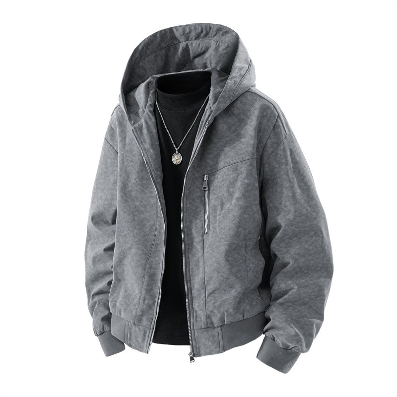 Monochrome Man- Autumn American Style Workwear Jacket Men 2025 New Quality Trendy Loose Hooded Coat Men's Top Cross-Border_viptrois.com