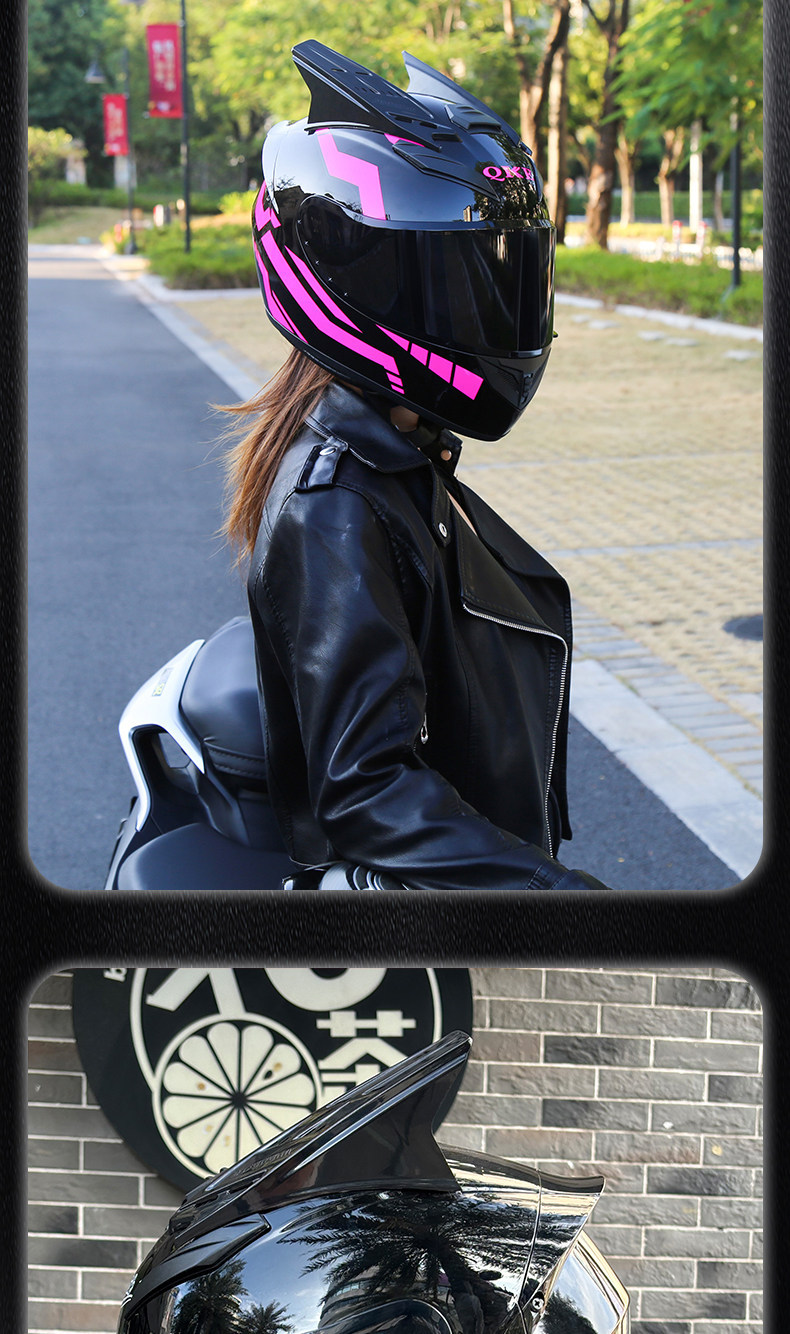 3C Certified Motorcycle Helmet for Men and Women, Universal Motorcycle Safety Helmet, Retro Personalized Electric Motorcycle Full-Face Helmet