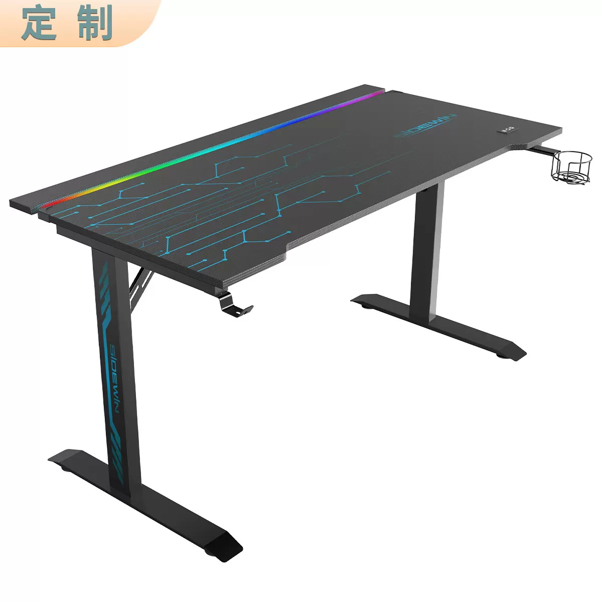 电脑桌台式家用双人电竞桌机械臂碳纤维纹路gamingtable碳纤纹理