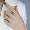 Retro golden woven chain with pigtail, fashionable ring, European style, simple and elegant design