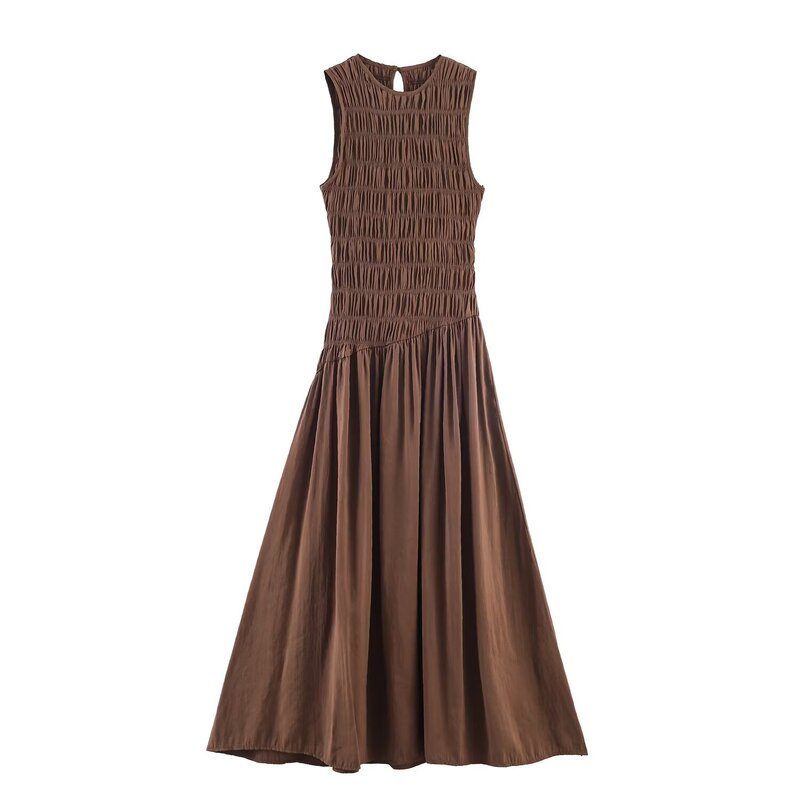 Pb&Za Cross-Border Spring New Women's Retro Sleeveless Slim Simple Fluffy Midi Dress 3152360 Pb&Za Cross-Border Spring New Women's Retro Sleeveless Slim Simple Fluffy Midi Dress 3152360
