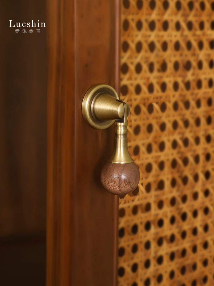 OD59 new Chinese style retro walnut brass handle wardrobe cabinet…