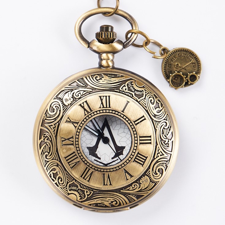 Assassin's Creed Literal Quartz Roman Quartz Pocket Watch High Color Value Retro Large Men's and Women's Student Hanging Watch