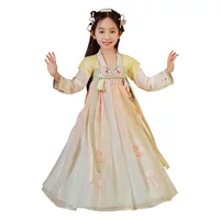 Hanfu для девочек 2025, весенне-осенний повседневный стиль, детский традиционный костюм с вышивкой в китайском стиле, улучшенный костюм Тан, юбка в сказочном стиле, оптовая продажа