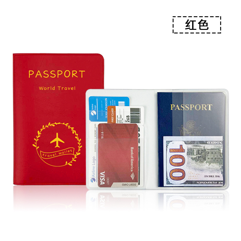 En stock multi-color ajustable LOGO impermeable Multifuncional de cuero pasaporte cubierta titular de la cubierta protectora de cuero de alta frecuencia pasaporte bolsa