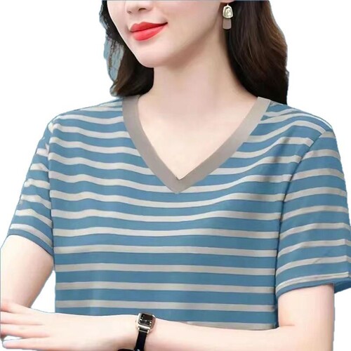 Cross-border mom's short-sleeved T-shirt summer new casual shirt for middle-aged women, foreign-style, age-reducing and slimming base shirt
