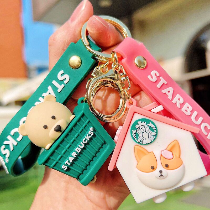 Cross-border New Starbucks Bear Keychain Cartoon Starbucks Pendant Car School Bag Hanging Gifts Wholesale