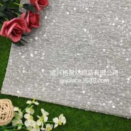 2021 简约小清新珠管亮片绣  素雅 女装连衣裙 网纱婚纱礼服 面料