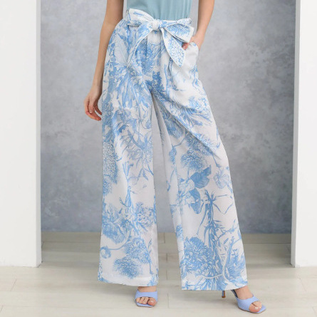 2025 Amazon European and American Cross-Border Women's Fashion Foreign Trade Spring and Summer High-Waisted Loose Casual Fashion Printed Wide-Leg Pants