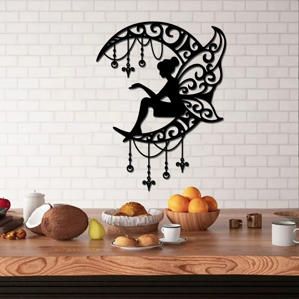 Настенное украшение из металла в стиле феи Луны Walmart, трансграничное, с ажурным силуэтом, для гостиной и спальни