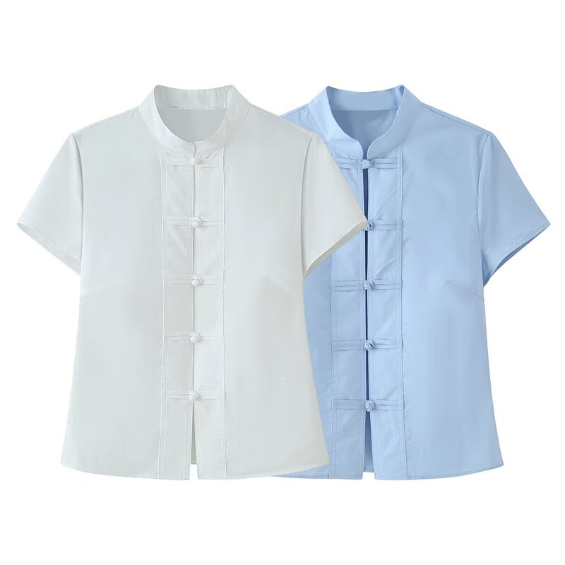 Myst&Za Summer New Style Refreshing and Gentle New Chinese Style Stand-Up Collar Buttoned Casual Short-Sleeved Shirt Versatile 2904256 Myst&Za Summer New Style Refreshing and Gentle New Chinese Style Stand-Up Collar Buttoned Casual Short-Sleeved Shirt Versatile 2904256