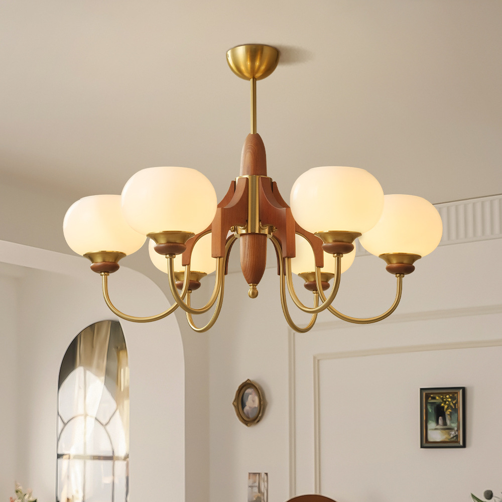 Araña retro francesa de estilo medio, lámpara principal de dormitorio y sala de estar, nueva lámpara de comedor de sala de estudio simple estadounidense de estilo chino al por mayor