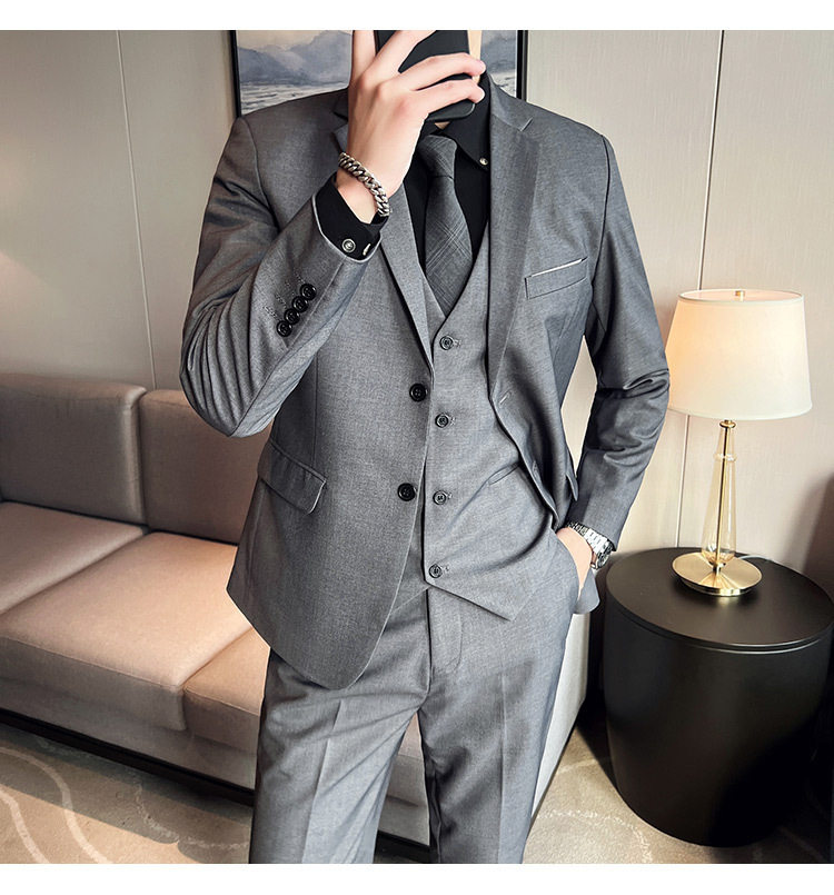 Bộ vest nam ba món ôm dáng, áo vest công sở cho nhân viên văn phòng và chú rể — Burgundy (áo đơn hai nút), Burgundy (áo đơn một nút), Màu xanh (áo đơn hai nút), Màu xanh (áo đơn một nút) chi tiết 17