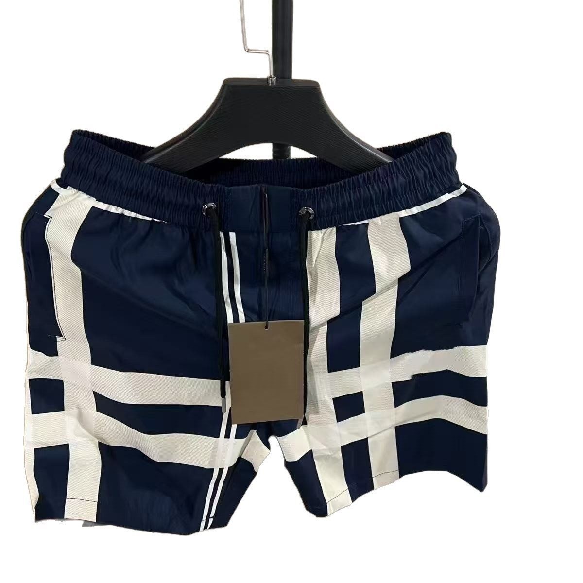 Summer Classic Plaid Light Luxury Beach Shorts Casual Shorts Trendy Men's Sports Thin Five-Point Pants Plus Size