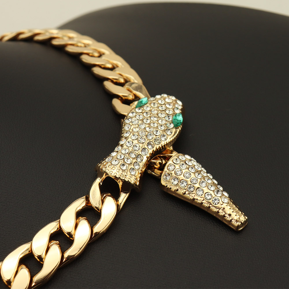 55g Weight Rhinestones Inlay Material Bracelets, Necklace Classification Street Occasion Alloy, Iron Material Snake Pattern Unisex Gender Hip-Hop, Punk Style Hip-Hop Punk Snake Alloy Iron Rhinestones Unisex Bracelets Necklace 7