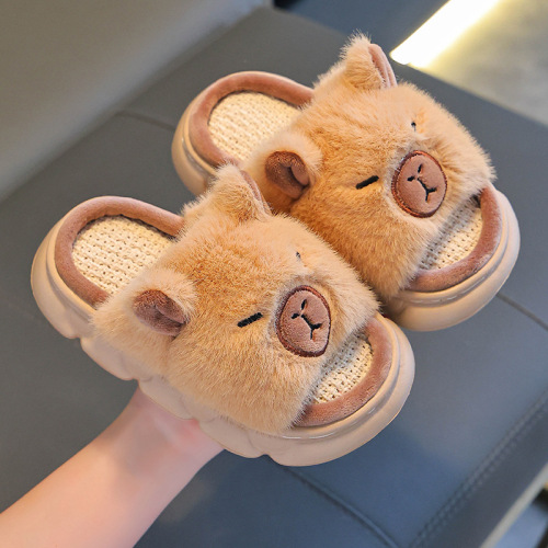 Baby anti-slip fuzzy bag and cotton shoes for home and indoor use
