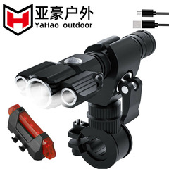 自行車車燈T6鋁合金跨境強光3LED三燈飛機形戶外照明夜騎手電筒