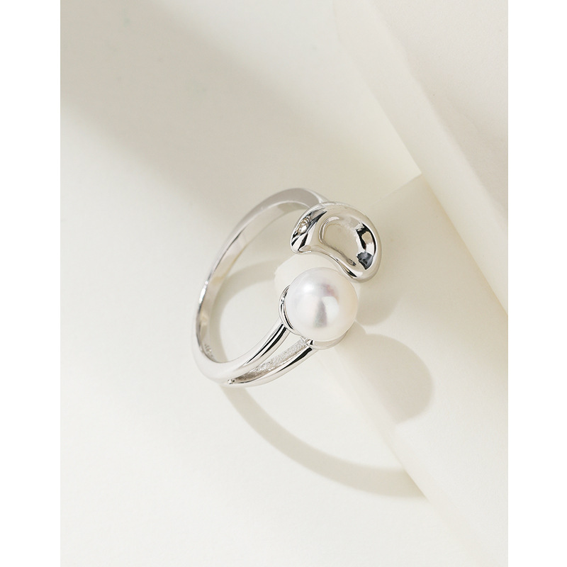 S925 plata esterlina barroco anillo de perlas de agua dulce femenino nicho diseño anillo de alto sentido personalidad temperamento anillo de dedo índice