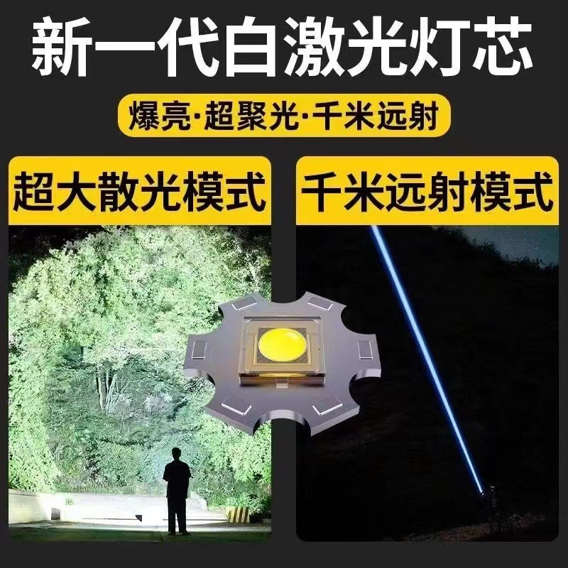 Linterna láser blanco 2023 recargable con gancho con carga tesoro función nueva lámpara de iluminación al aire libre image 2