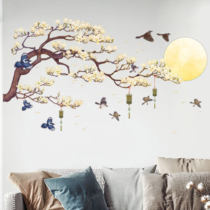 Chinese style laurel tree reunion moon wall sticker living room…