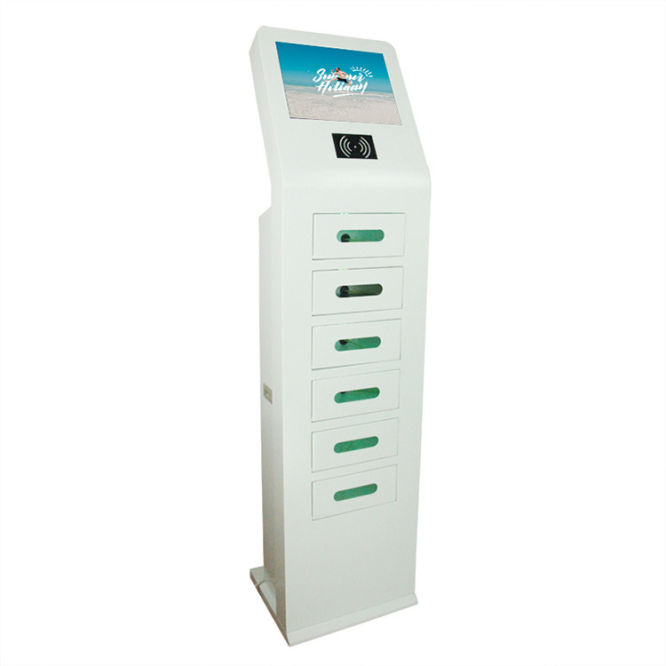 出口6门刷卡密码手机充电广告机 商场4S店展会租借立式充电广告机