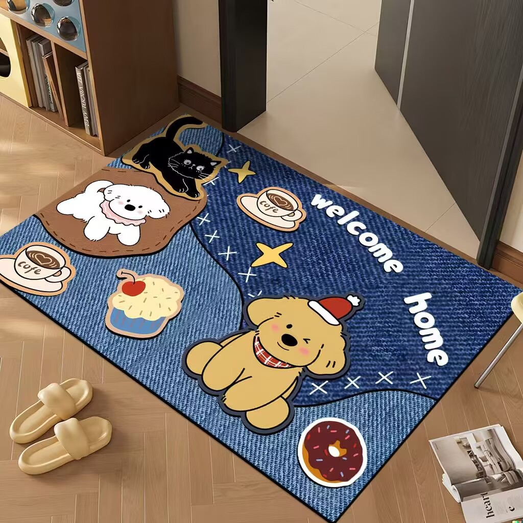 Dust-Removing Carpet at the Bathroom Entrance, Diatom Mud Cartoon Floor Mat, Entrance Door Mat, Anti-Slip, Water-Absorbent Foot Mat at the Entrance
