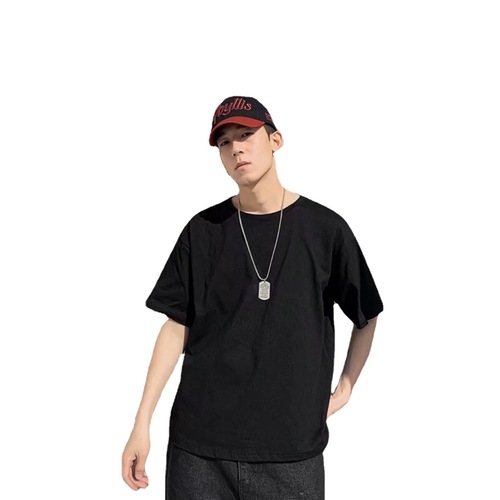 Men's 2025 Short Sleeve T-Shirt, Trendy Brand, Instagram Style, Harajuku Fashion, Loose, Hong Kong Style, Simple and Versatile, Five-Button Cuff