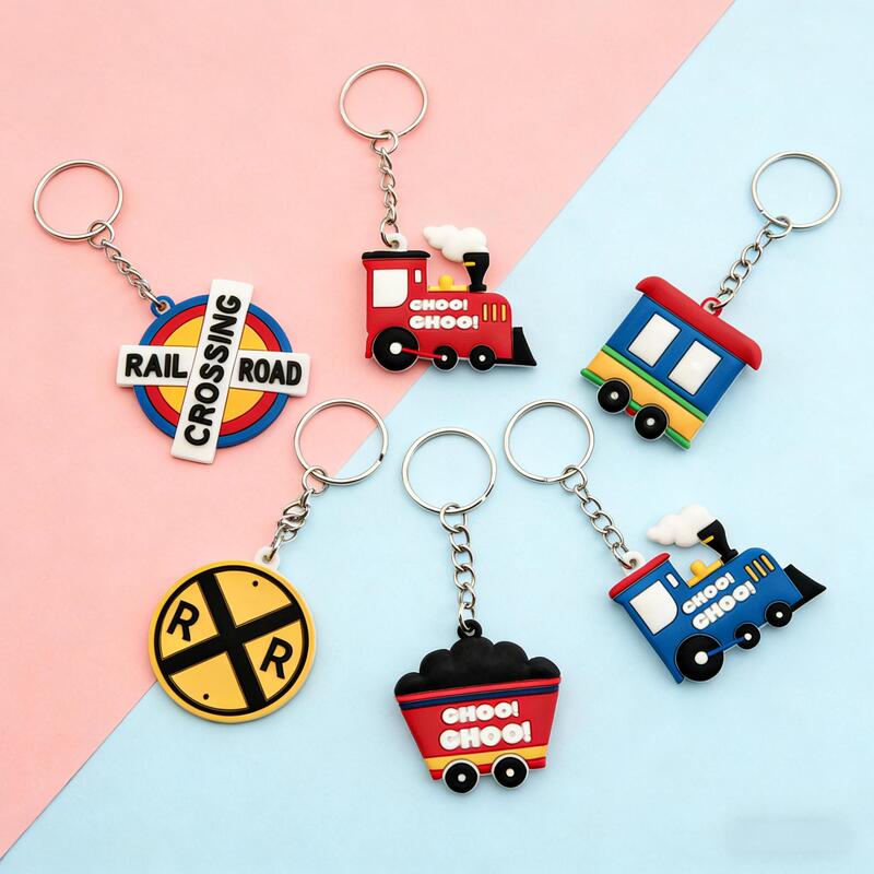 Train-Themed Keychain Creative Personalized Backpack Keyring Accessory Pvc Portable Small Pendant Manufacturer