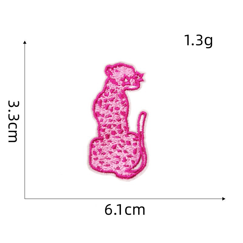 红豹刺绣贴