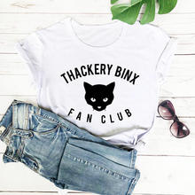 Thackery Binx Fan Club字母猫图案跨境欧美外贸女装休闲短袖T恤