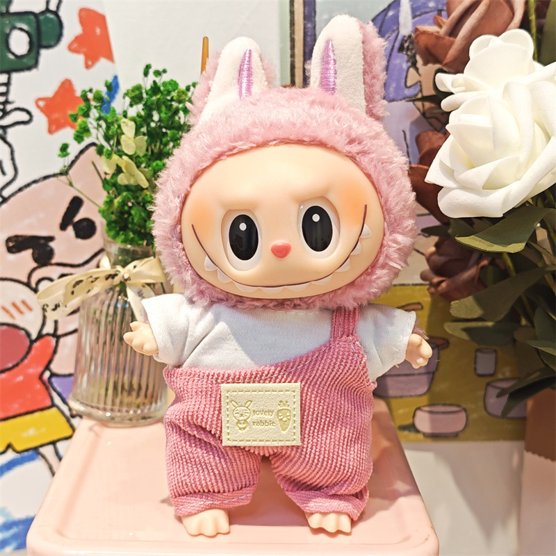 Labubu ベビー服ビニールラブブ 17 センチメートル人形かわいいドレスアップカジュアルスーツスカートぬいぐるみ服|undefined