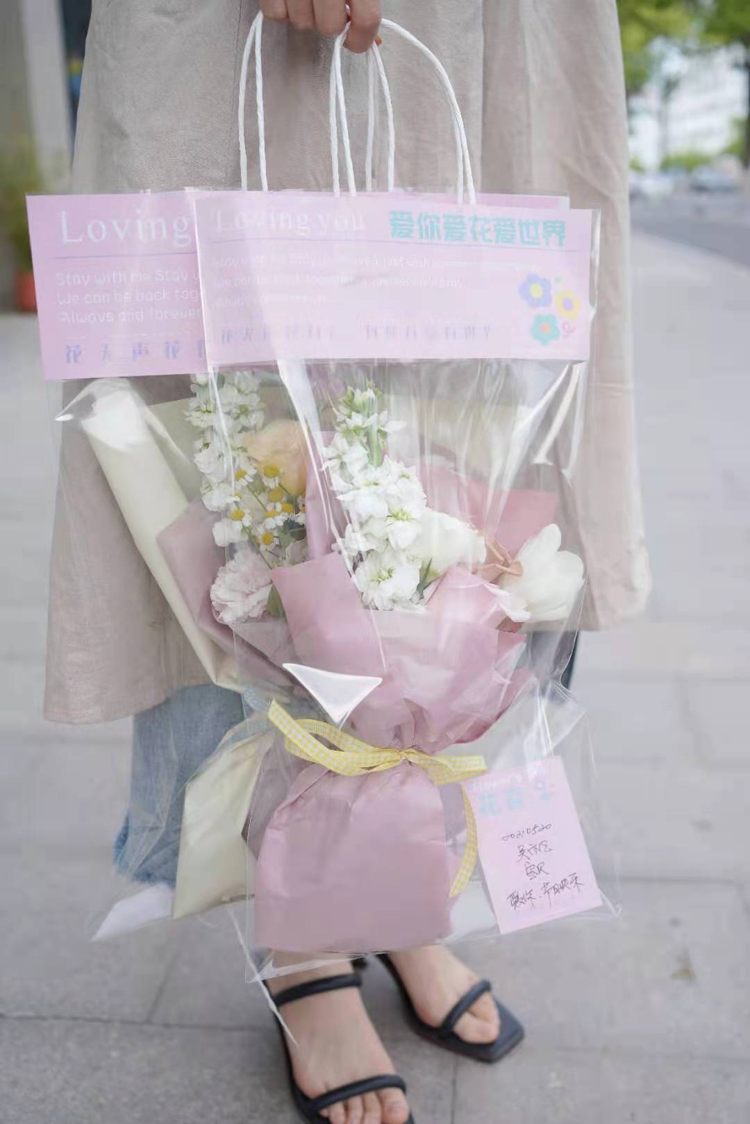 小花花透明手提袋