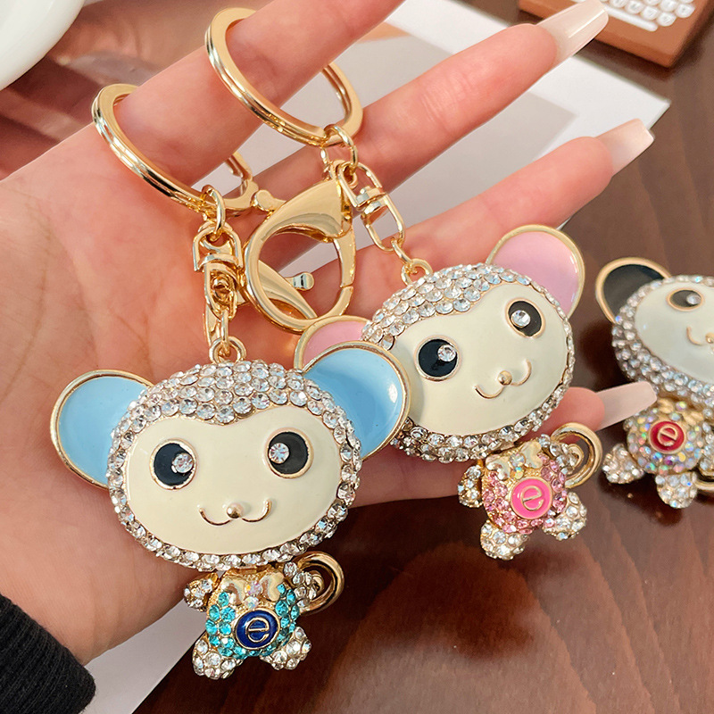 Creative New alloy Diamond zodiac monkey keychain pendant animal year cute monkey pendant key chain Creative New alloy Diamond zodiac monkey keychain pendant animal year cute monkey pendant key chain