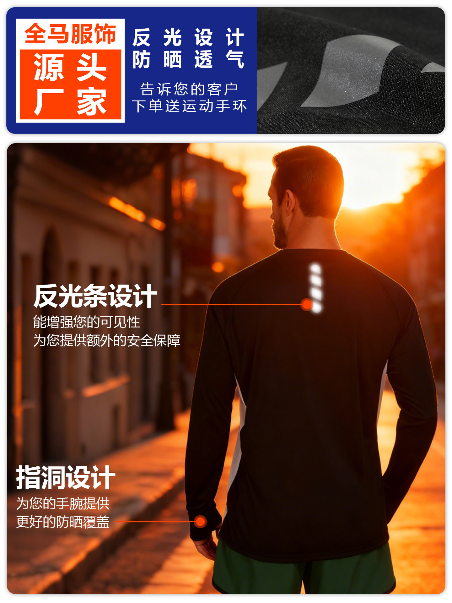 Primavera y otoño de nuevo tipo de manga larga con agujero de pulgar chaqueta de protección solar hombre de color para correr maratón ropa de entrenamiento físico