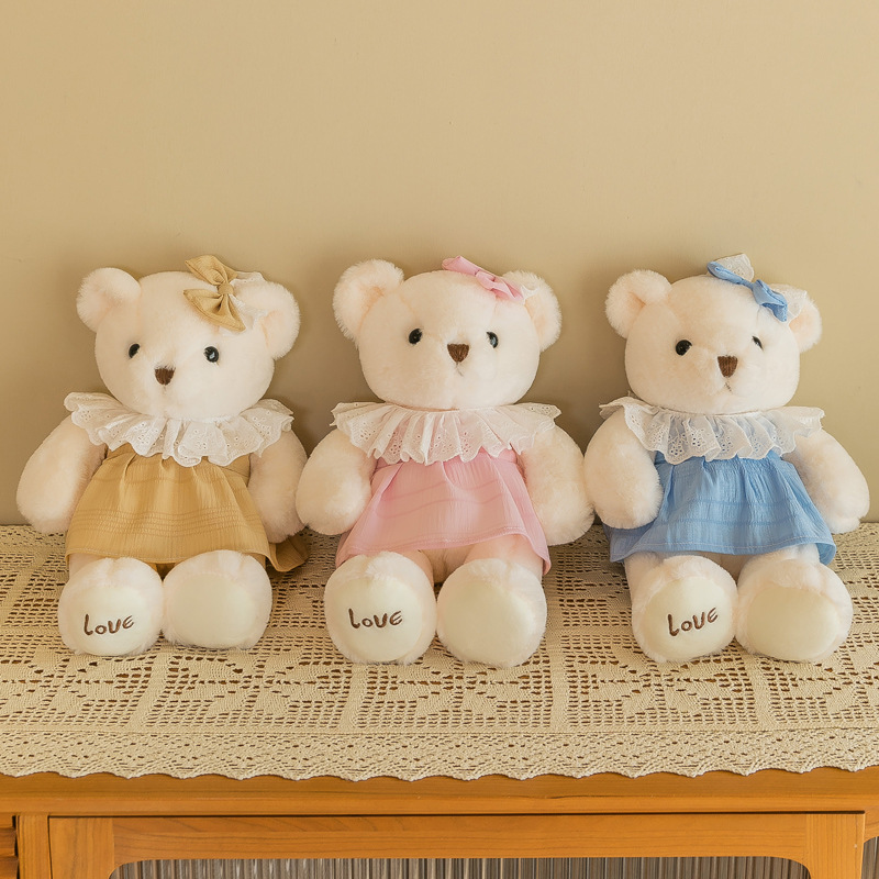 Nueva flor falda oso muñeca pareja oso juguete de peluche regalo del Día San Valentín regalo mano calmante