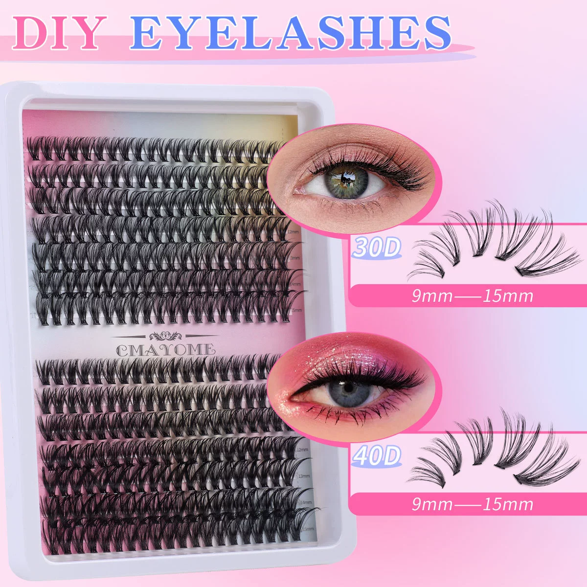 Cluster False Eyelashes 10D, 280 pcs, D-curl, Naturally Dense Clusters for DIY Extensions