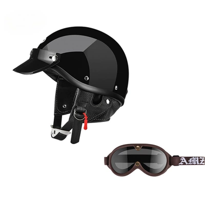 Motosiklet dəbilqələri | Helmet Men's Japanese Style Retro - xs-glossy-black-brown-new-goggles-free-shipping-by-sf-express