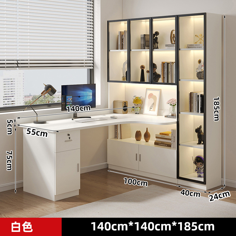 흰색 컴퓨터 책상/140*100+40 사이드 캐비닛