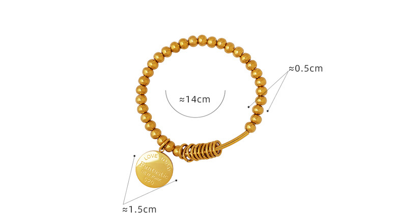 Retro Round Letter Titanium Steel Bracelets 1 Piece