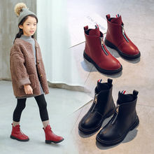 女童靴子马丁靴秋冬季新款儿童靴子英伦风短靴加绒男童鞋皮靴
