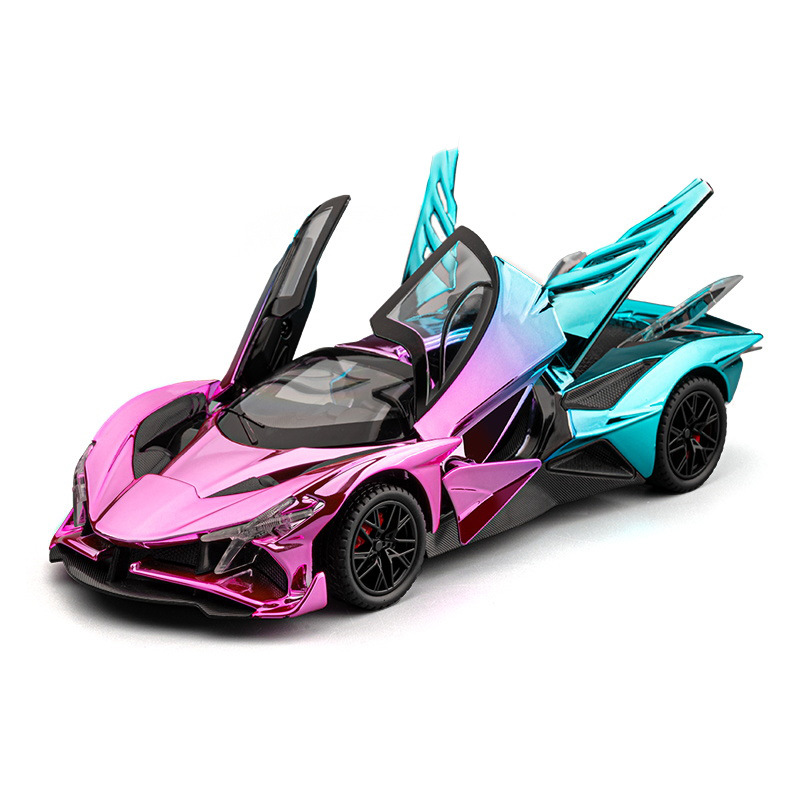 1:24 Apollo EVO versión de galvanoplastia de aleación modelo de coche deportivo simulación colorida luz de sonido de retorno adornos de juguete para niños