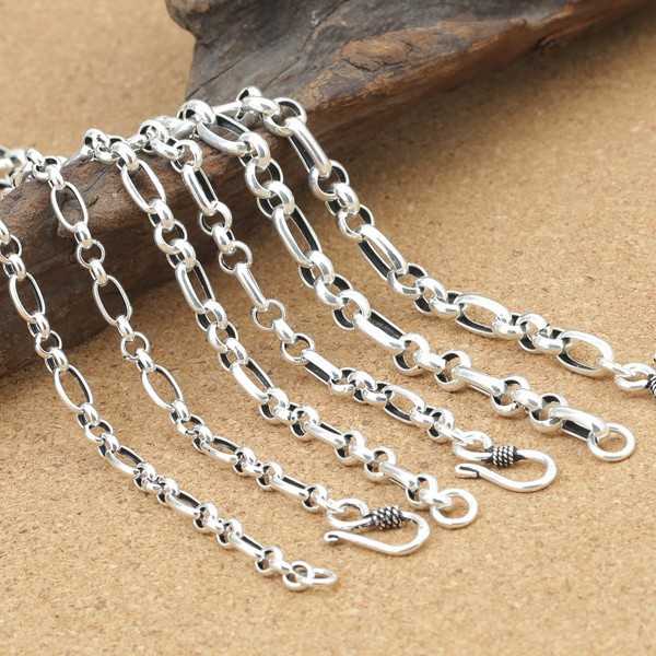 批发S925纯银饰品4/6mm圆圈吊坠搭配链潮流男女款 泰银项链长毛衣