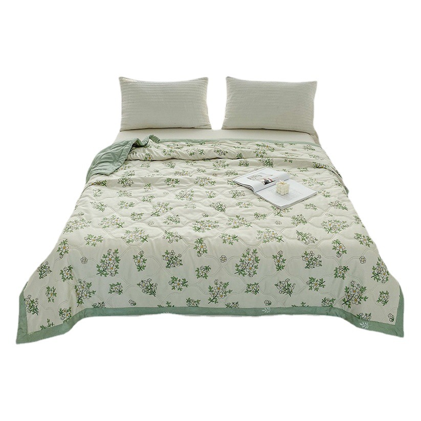 Edredón de algodón lavado para dormitorio individual de estudiantes, edredón lavable a máquina para cama doble con aire acondicionado, edredón cepillado de verano para primavera, otoño y verano.
