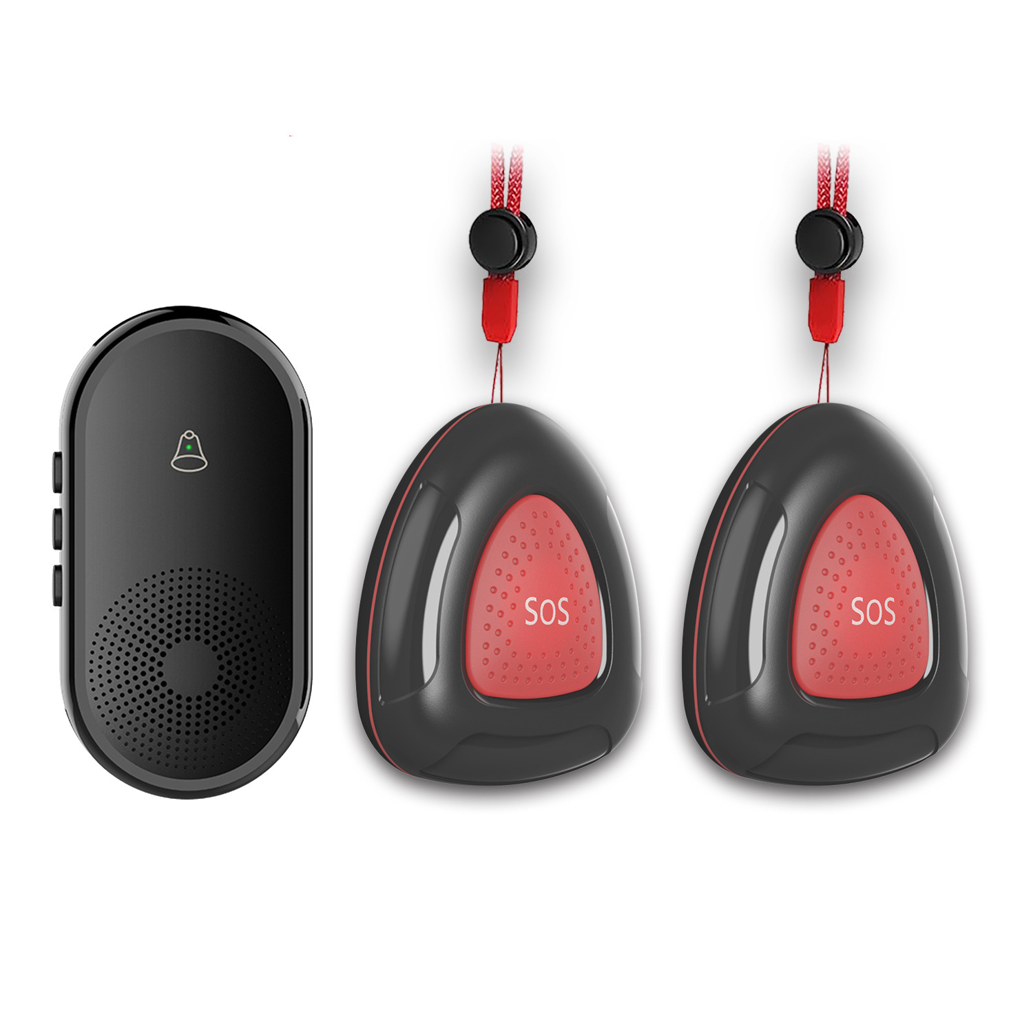 검정색 송신기 2개 + 수신기 1개(미국 규정, 유럽 규정, 영국 규정, 메시지 메모)