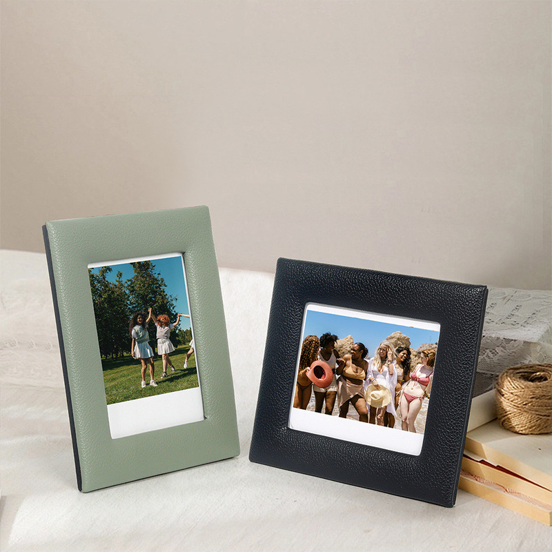 Suitable for Polaroid Wide/Polaroid Photo Leather Photo Frame Simple Ins Retro Horizontal and Vertical Table Photo Frame Empty Frame