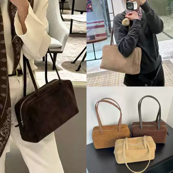 Matte Cowhide Boston Large Bag Astra New Large Capacity Handbag Shoulder Bag Genuine Leather Vintage Bowling Bag