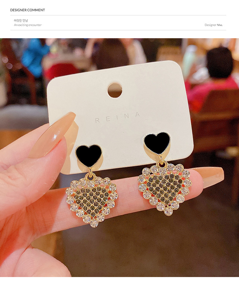 New Fashion Heart Shape Rhinestone Alloy Stud Earrings display picture 2