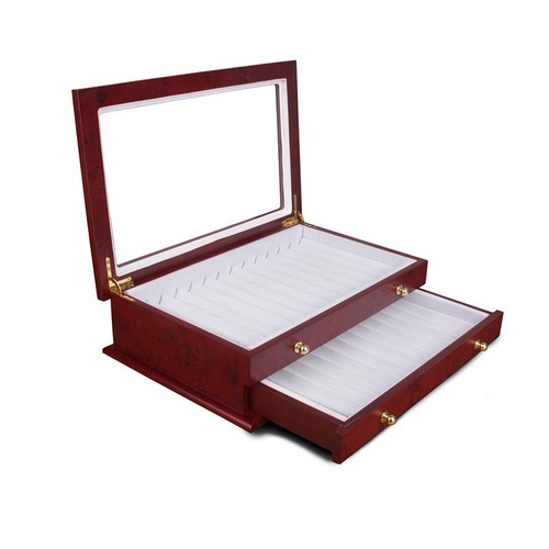 Pen Box 25 Pieces Wood Pen Display Box Stationery Box 25 Compartments Enamel Pen Storage Box Wooden Box
